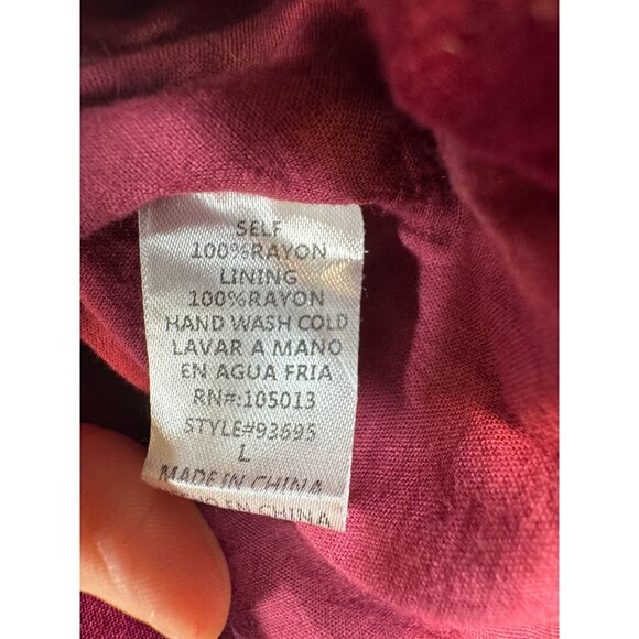 Andree By Unit Womens Embroidered Long Sleeves Maxi Dress Size L Burgundy Boho - Picture 3 of 16